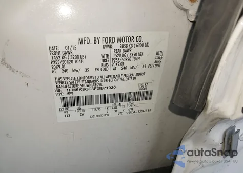 2015 Ford Explorer Sport from USA, damaged, VIN 1FM5K8GT3FGB71920